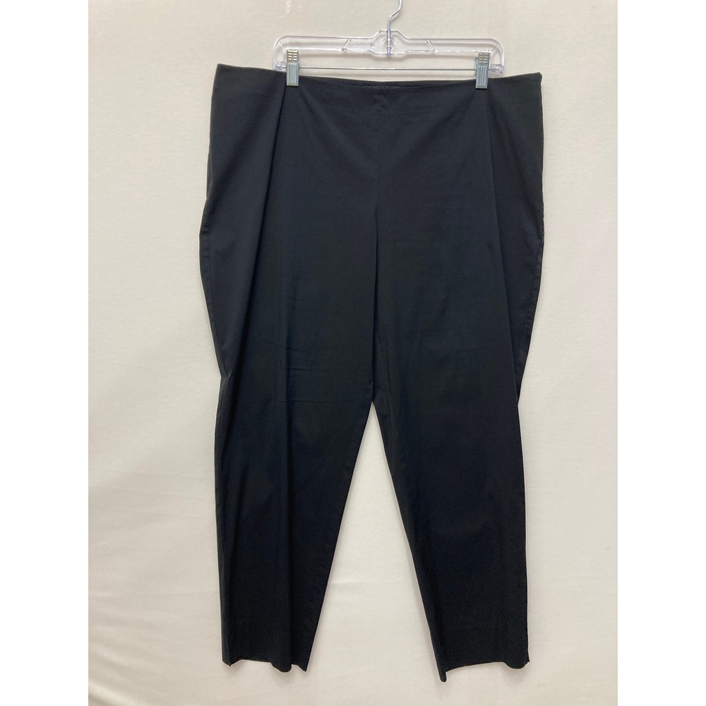 Lafayette 148 Pants size 16 Black Straight Leg Side Zip Cotton Blend Preppy